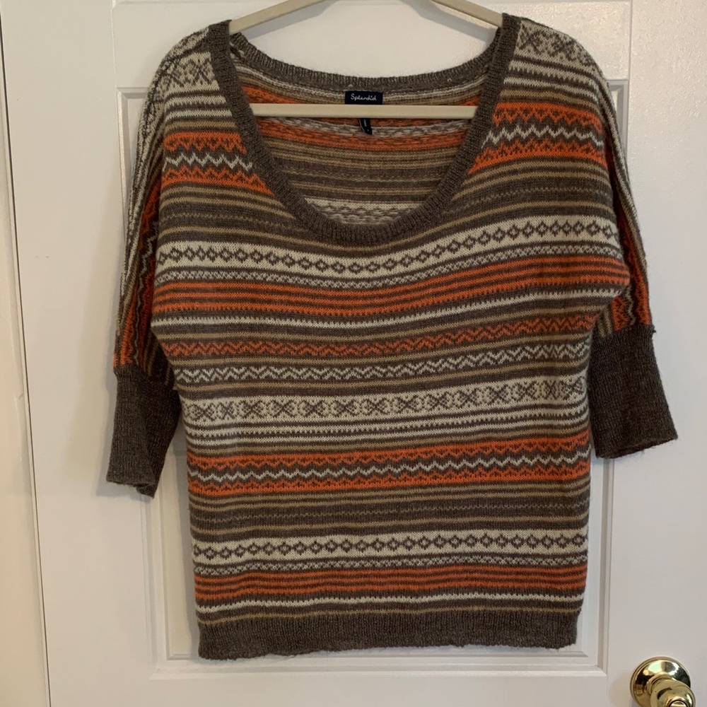 Splendid Multicolor Striped Scoop Neck Sweater